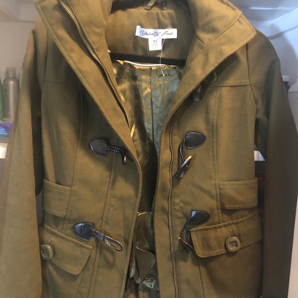 CELEBRITY PINK ARMY GREEN WOOL COAT - Picture 2 of 5